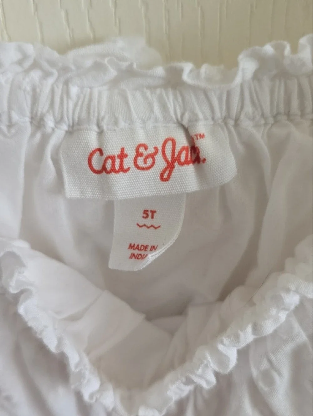 Cat & Jack White Eyelet Ruffle-Shoulder Dress